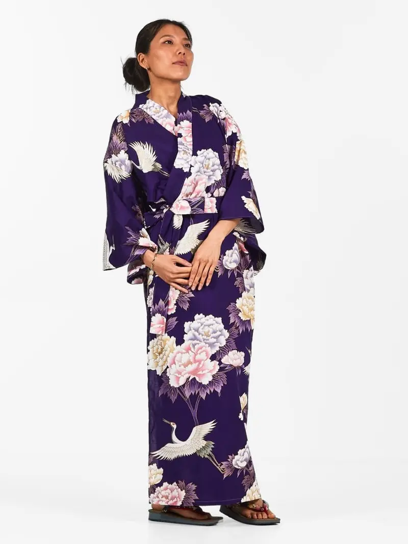 Naisten japanilainen Kimono Botan to Tsuru