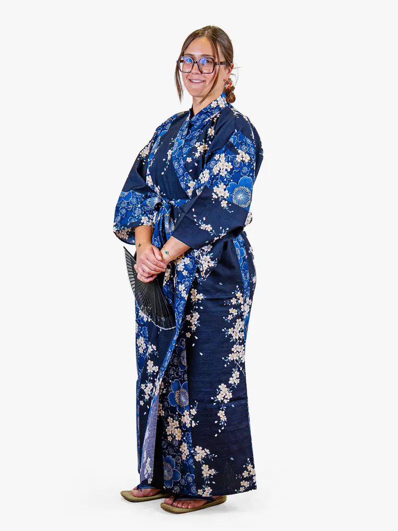 Naisten Japanilainen Kimono – Sininen Sakura