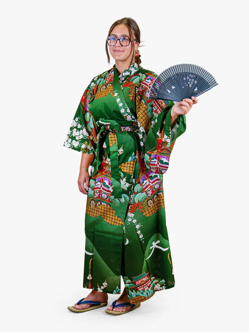 Naisten Japanilainen Kimono – Vihreä Guruma