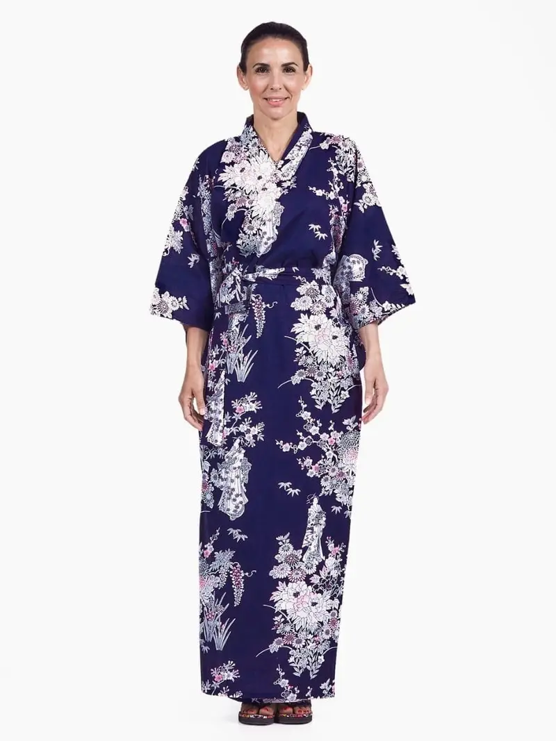 Naisten Yukata Kimono Peony & Geisha Kimono
