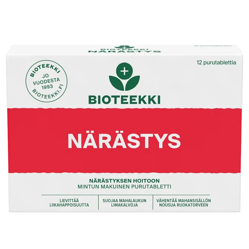 Närästys 12 purutabl, Bioteekki