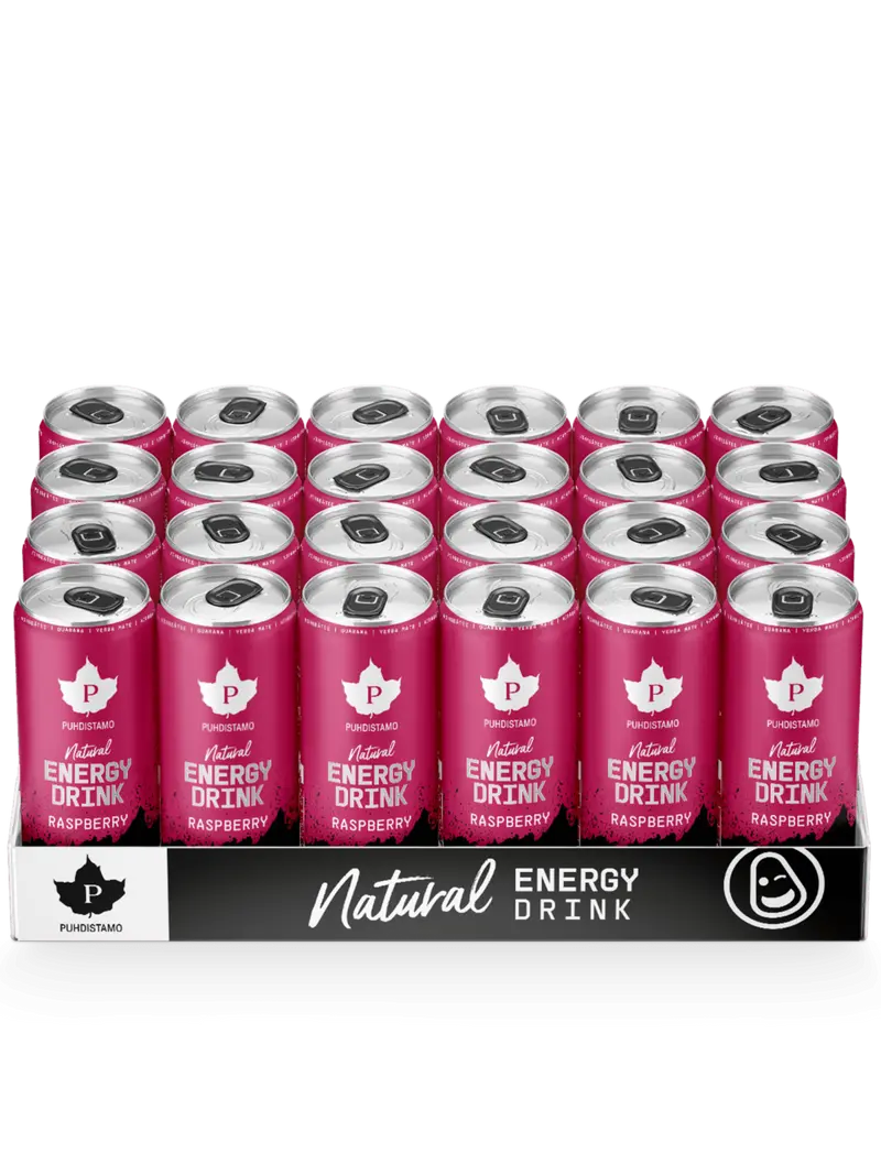 Natural Energy Drink Raspberry Strong - 330 ml 24-pack