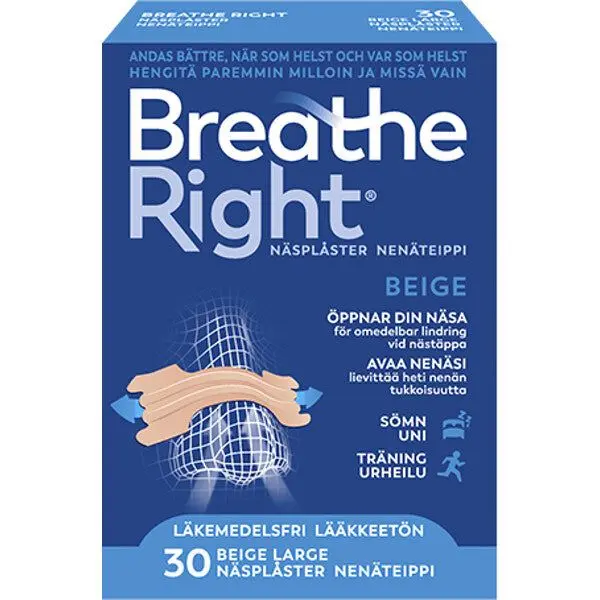 Nenäteippi Beige large 30kpl, Breathe Right