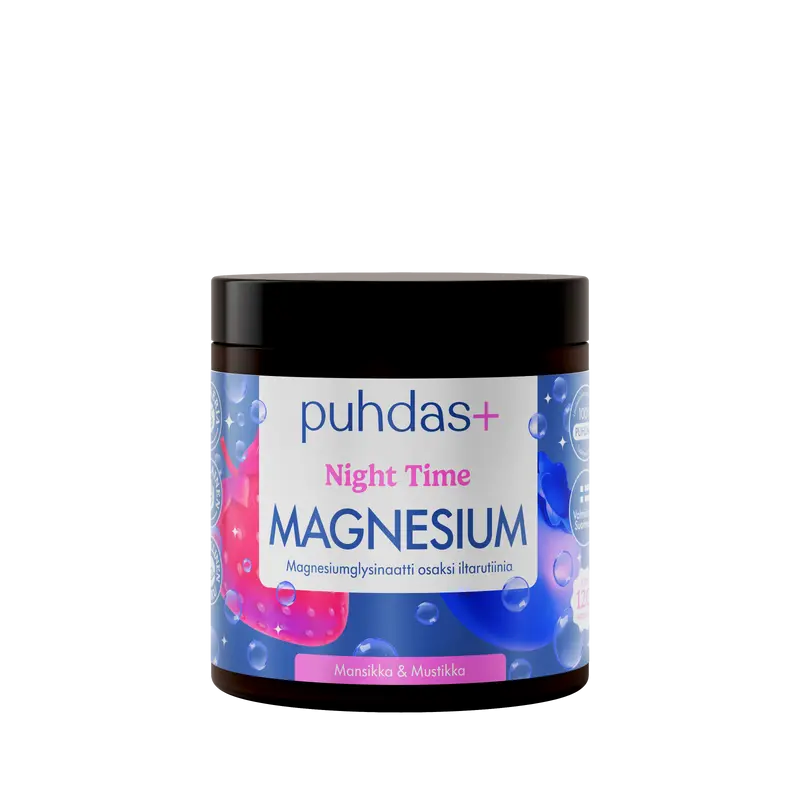 Night Time Magnesiumjauhe Mansikka-Mustikka, 80 g