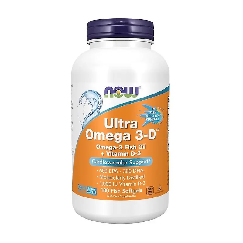 NOW Foods Ultra Omega 3-D with Vitamin D-3 180 Kapselit