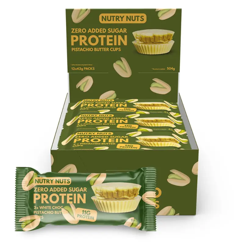 Nutry Nuts Pistachio Butter Cups - White Chocolate Pistachio (12 x 42 g)