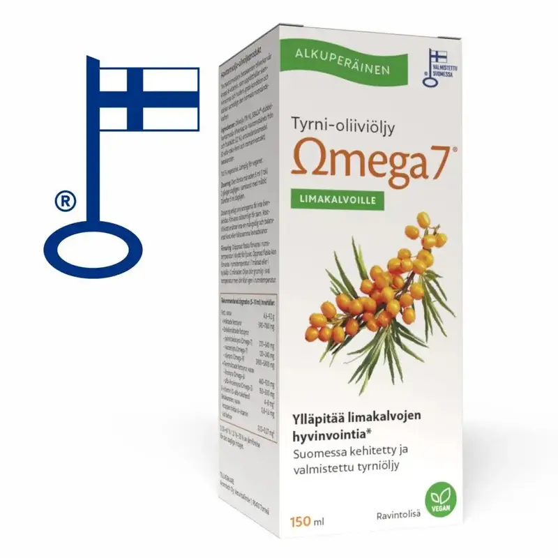 Omega7 Tyrni-oliiviöljy limakalvoille 150ml, Aromtech
