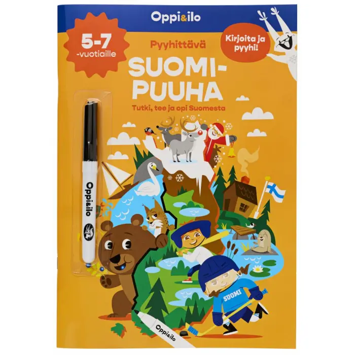 Oppi&ilo - Pyyhittävä Suomi-puuha 5-7v