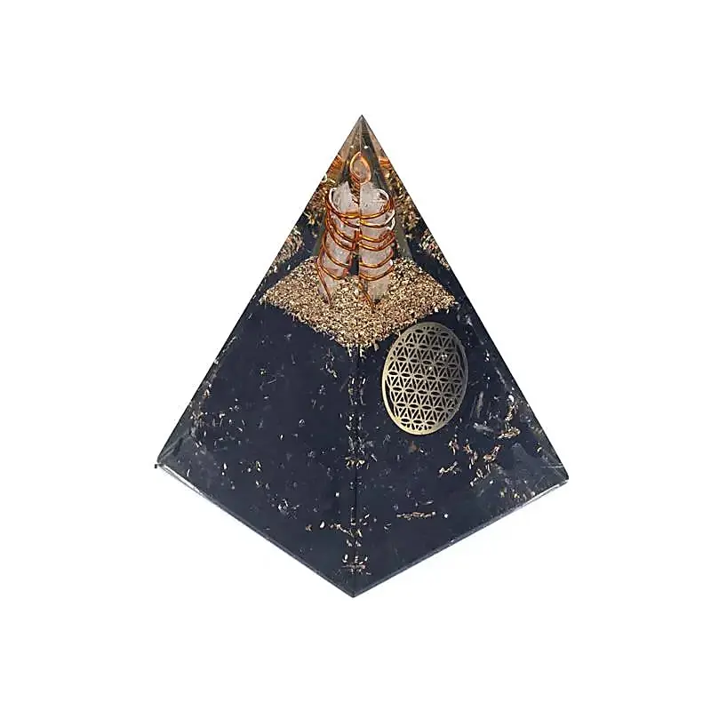 Orgoniittipyramidi Turmaliini Elämänkukka - 5x5x8cm