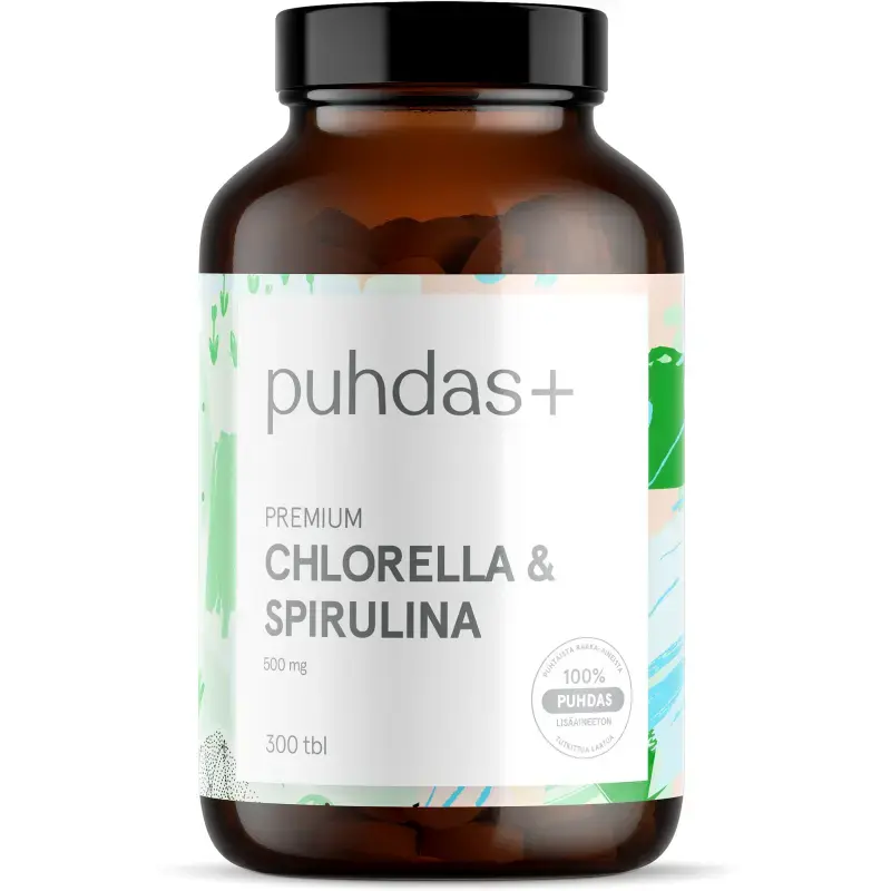Puhdas+ Premium Chlorella & Spirulina 300 tabl
