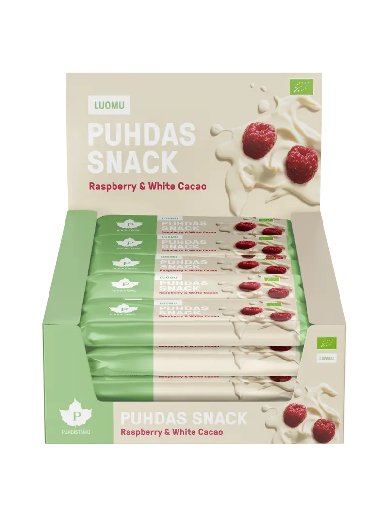 Puhdas Snack™ - Raspberry & White Cacao - 40 g 20-pack