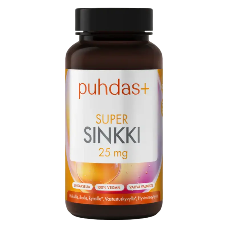 Puhdas+ Super Sinkki 25 mg 60 vegekaps.