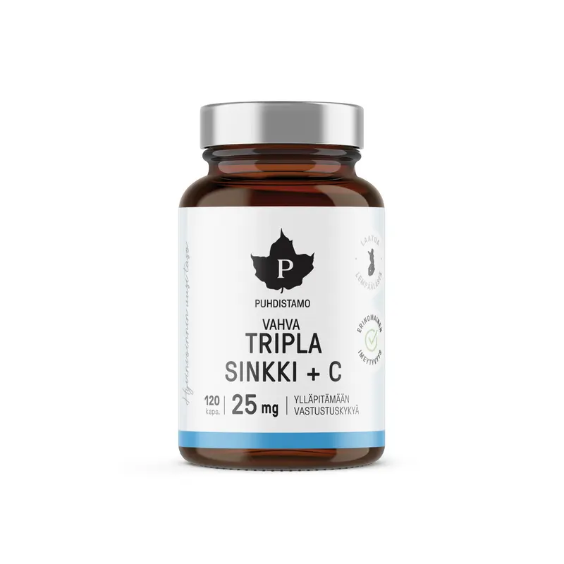 Puhdistamo Tripla Sinkki + C 25 mg 120 kapselia