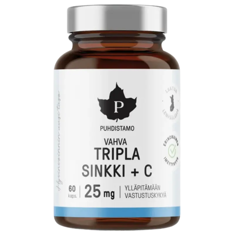 Puhdistamo Tripla Sinkki + C 25 mg 60 kaps.