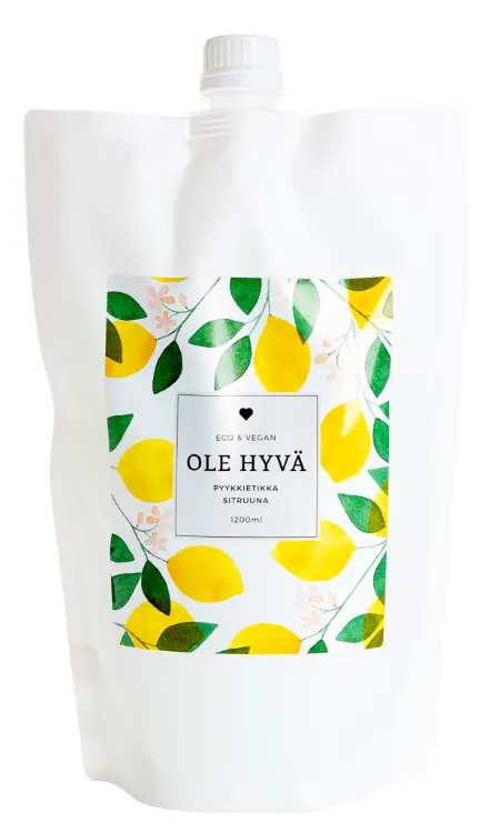Pyykkietikka, sitruuna, täyttöpussi, 1200 ml
