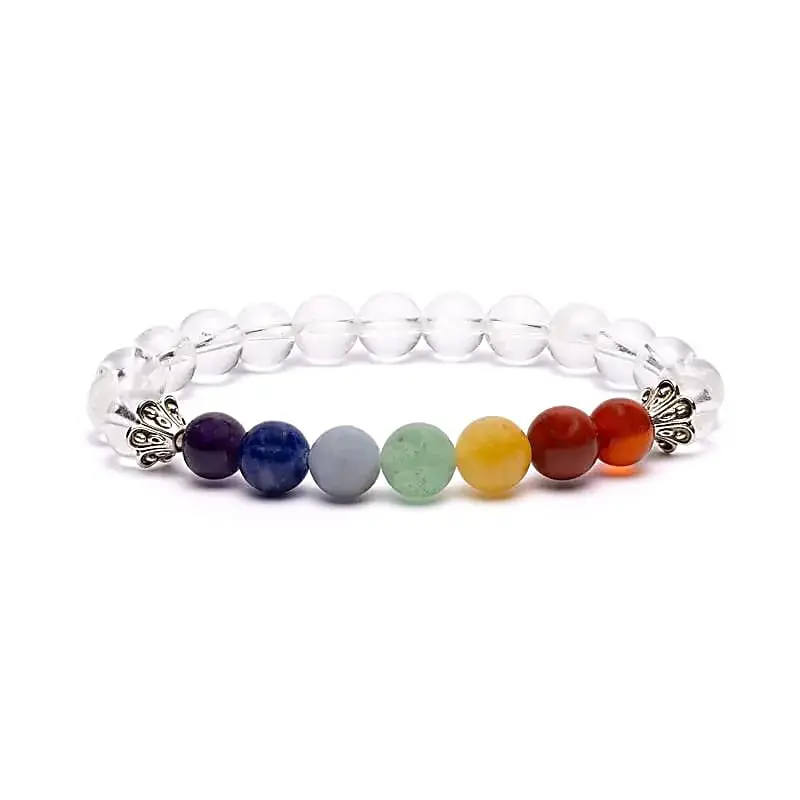 Rannekoru 8mm Chakra Kirkas kvartsi
