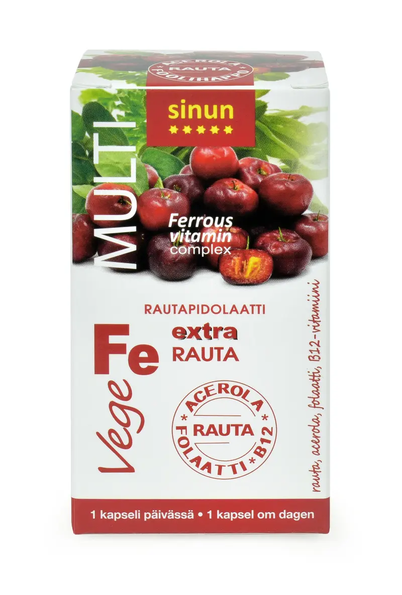 Rautapidolaatti +acerola +folaatti +B12, 60kpl