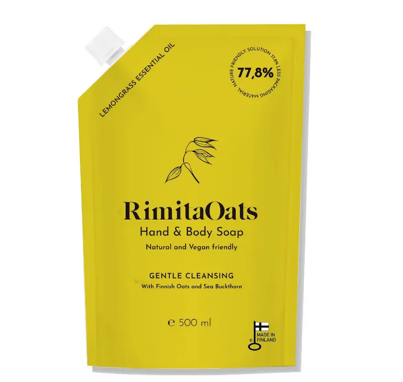 RimitaOats saippuan re-fill pussi, 500 ml