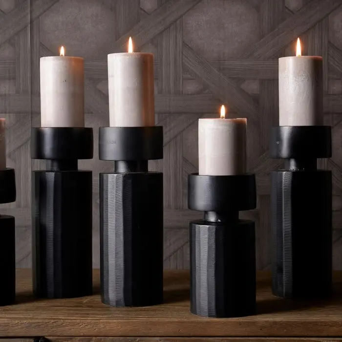 Riviera Maison Marilena candle holder 20cm, mustanharmaa
