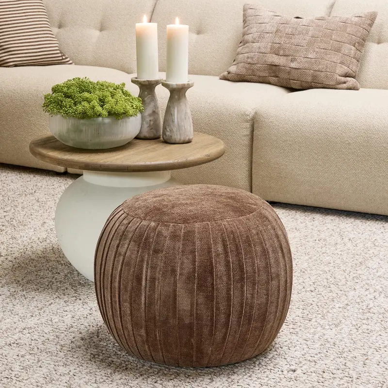 Rivièra Maison Paris Footstool Vintage Jaquard, Grime Brown