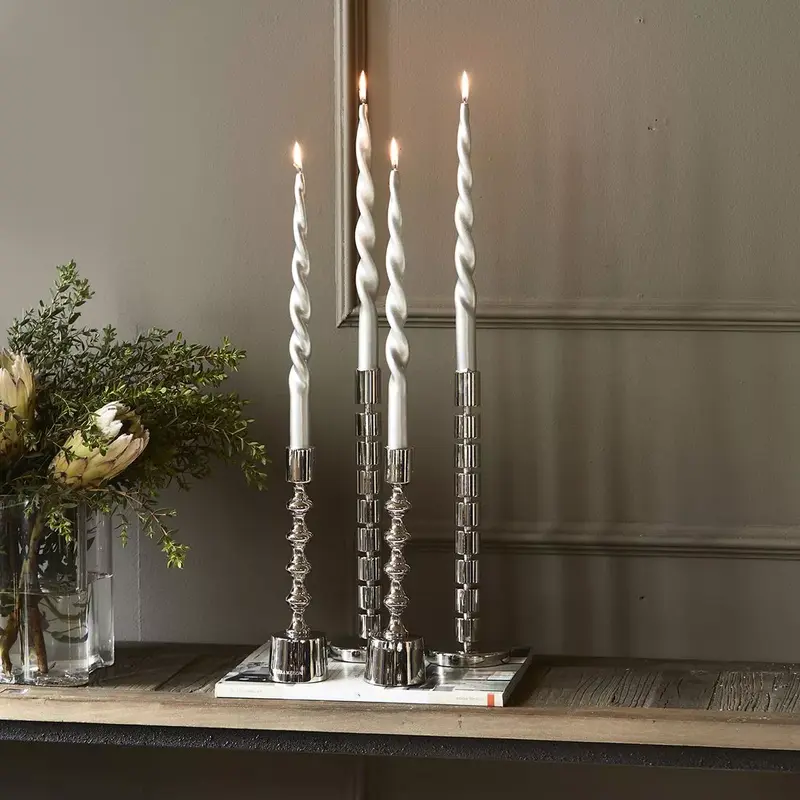 Rivièra Maison Twisted Dinner Candles silver 4kpl