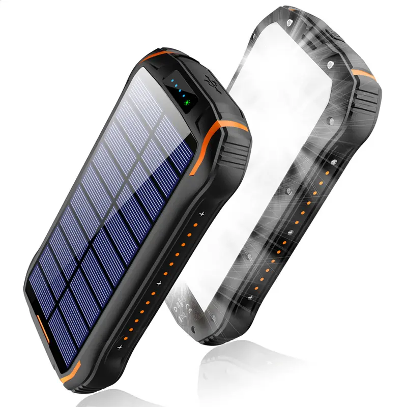 Robust solcells-powerbank 26800 mAh med lampa