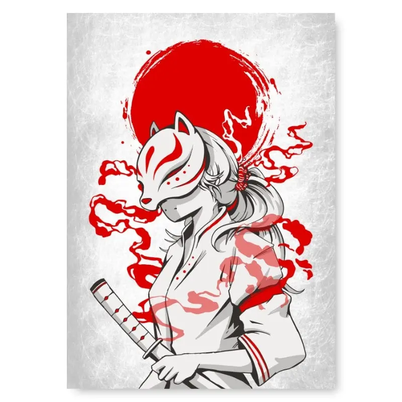 Samurai Kitsune Japanilainen juliste