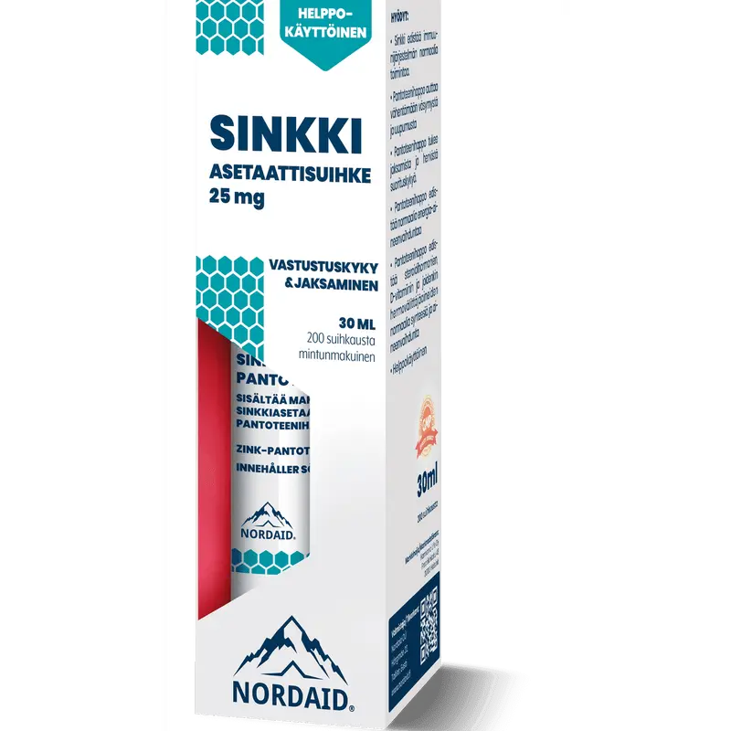 Sinkkiasetaatti-pantoteenihapposuihke 30ml, Nordaid