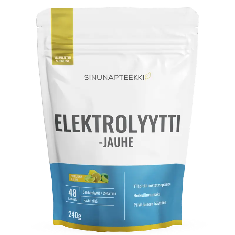 Sinunapteekin Elektrolyyttijauhe Sitruuna-Lime 240 g - erä TUTUSTUMISHINTAAN