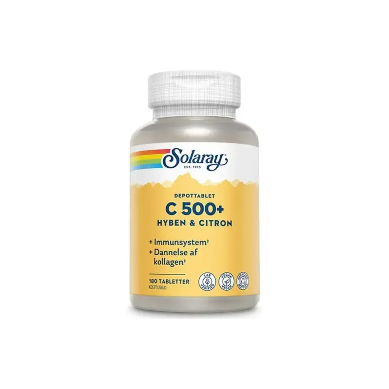Solaray C 500+ Ruusunmarja & Lemon (180 tablettia)