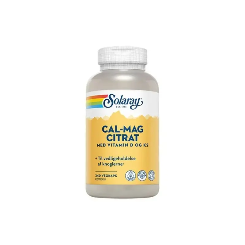 Solaray Cal-Mag Citrat + D- ja K2-vitamiini (240 kapselia)