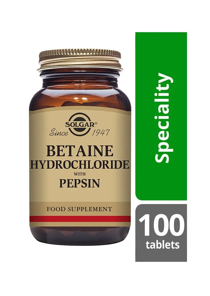 Solgar Betaiinihydrokloridi + pepsiini (Parasta ennen 31.10.2026)