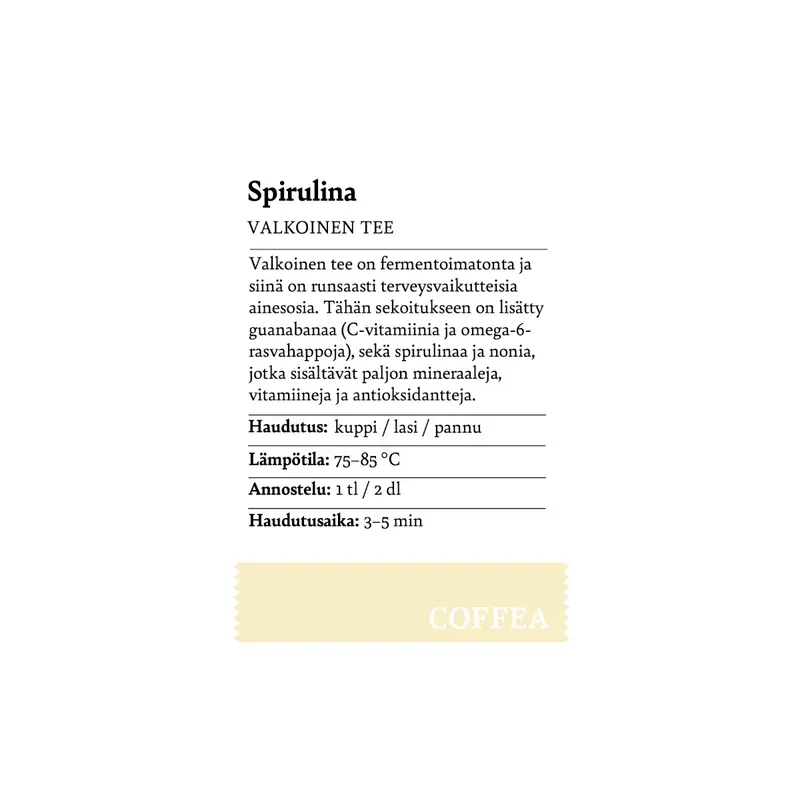 Spirulina valkoinen tee