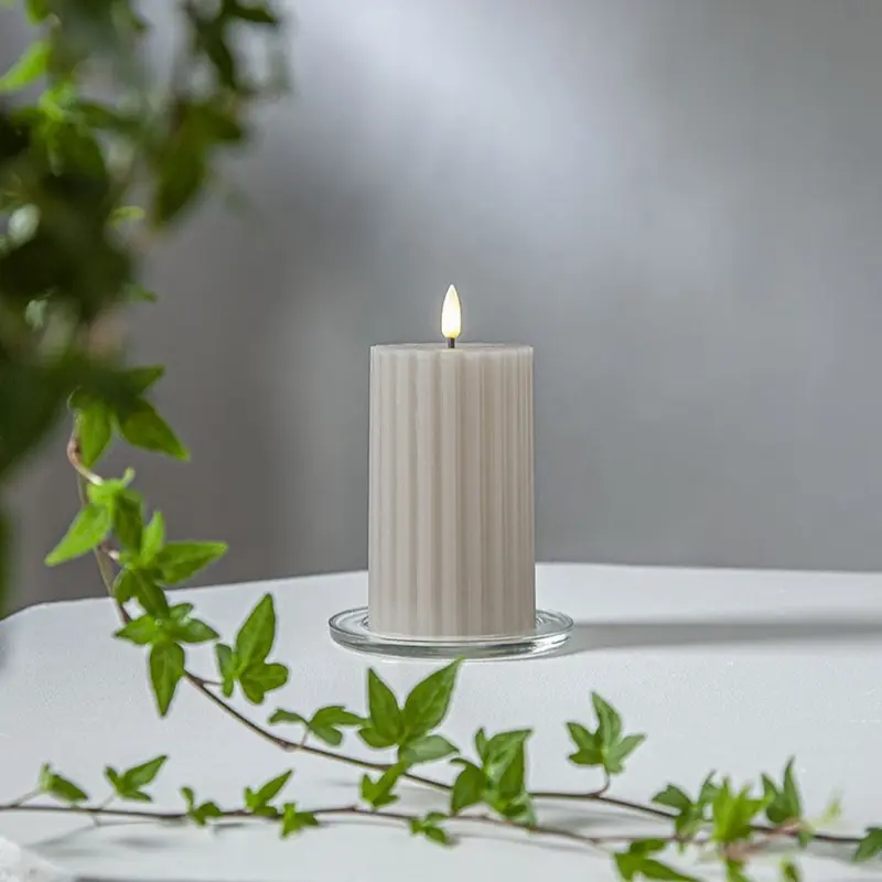 Star Trading Flamme stripe led-kynttilä 15*7,5cm, beige
