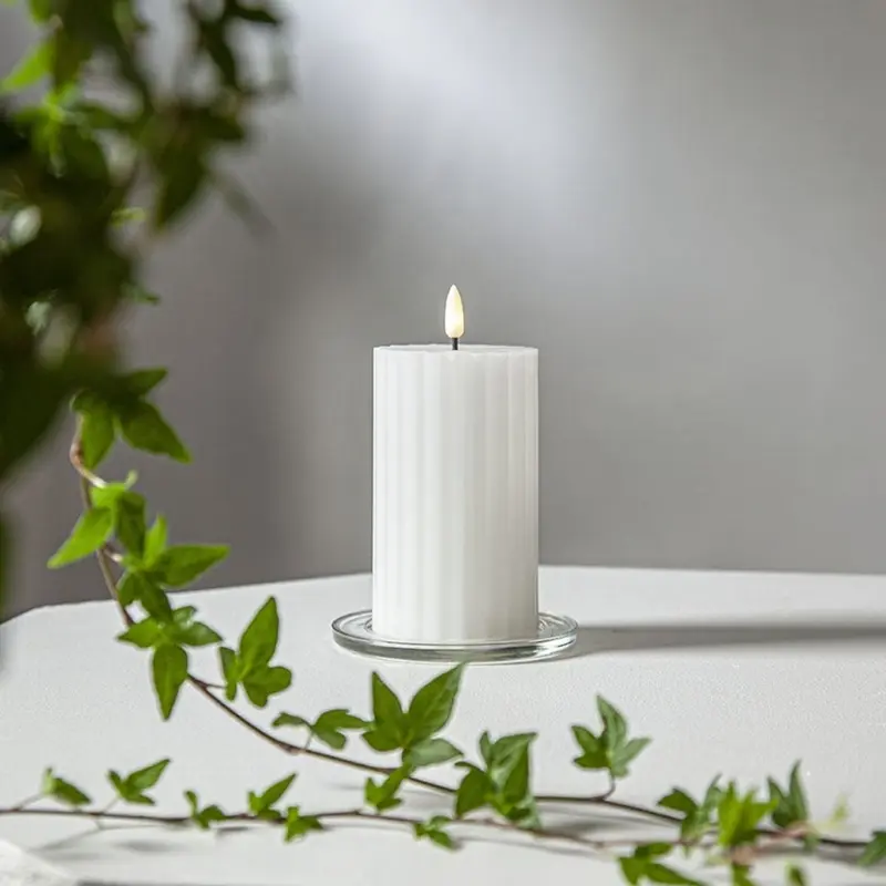 Star Trading Flamme stripe led-kynttilä 15*7,5cm, valkoinen