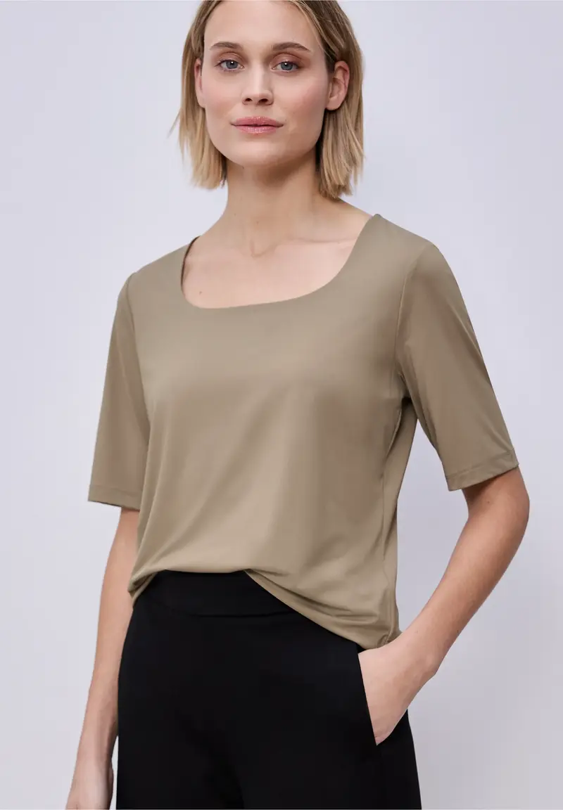 Street One Basic T-paita neliöpääntiellä, beige
