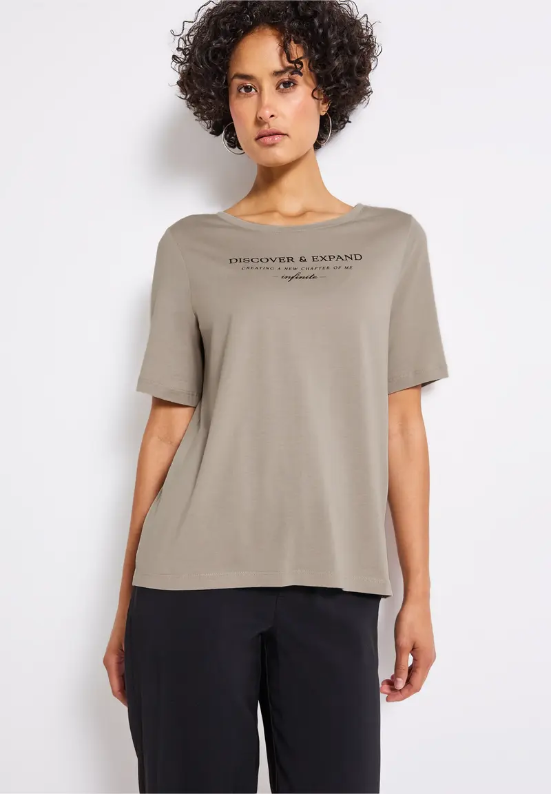 Street One Basic T-paita tekstiprintillä, beige