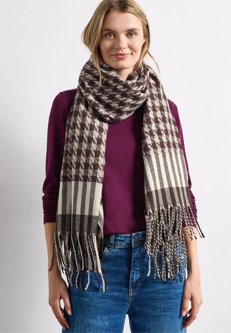 Street One Houndstooth huivi, ruskea