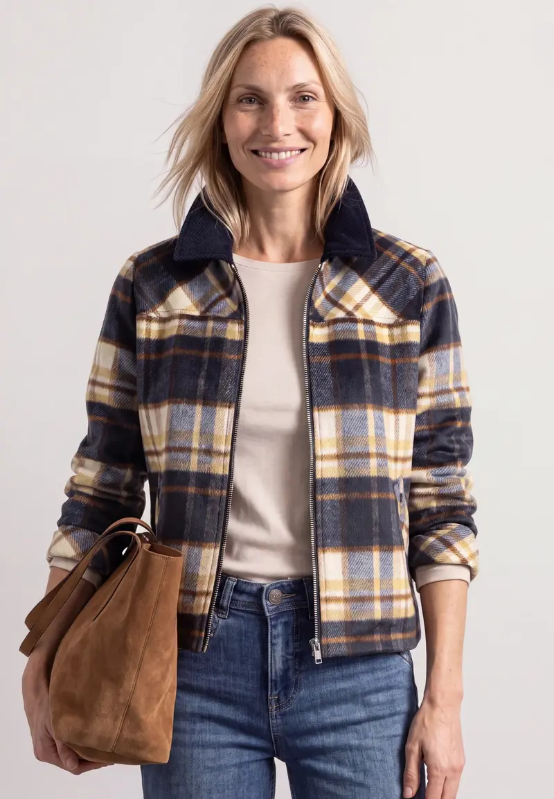 Street One ruudullinen overshirt takki, sininen/beige