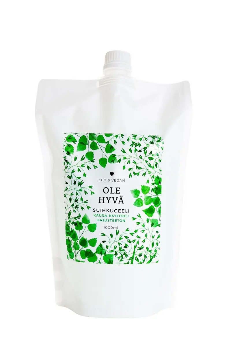 Suihkugeeli, kaura-ksylitoli, hajusteeton, täyttöpussi, 1000 ml