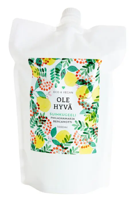 Suihkugeeli, pihlajanmarja-bergamotti, täyttöpussi, 1 l