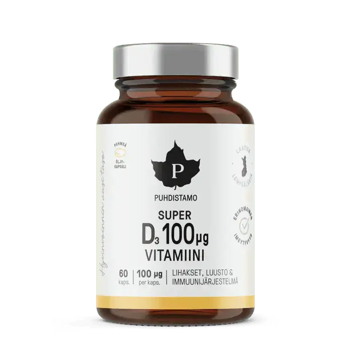 Super D3-vitamiini 100 mg, 60 kaps , Puhdistamo