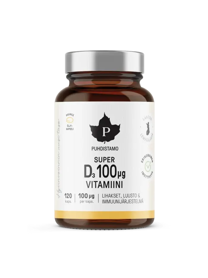 Super D3-vitamiini 100 µg, 120 kaps, Puhdistamo