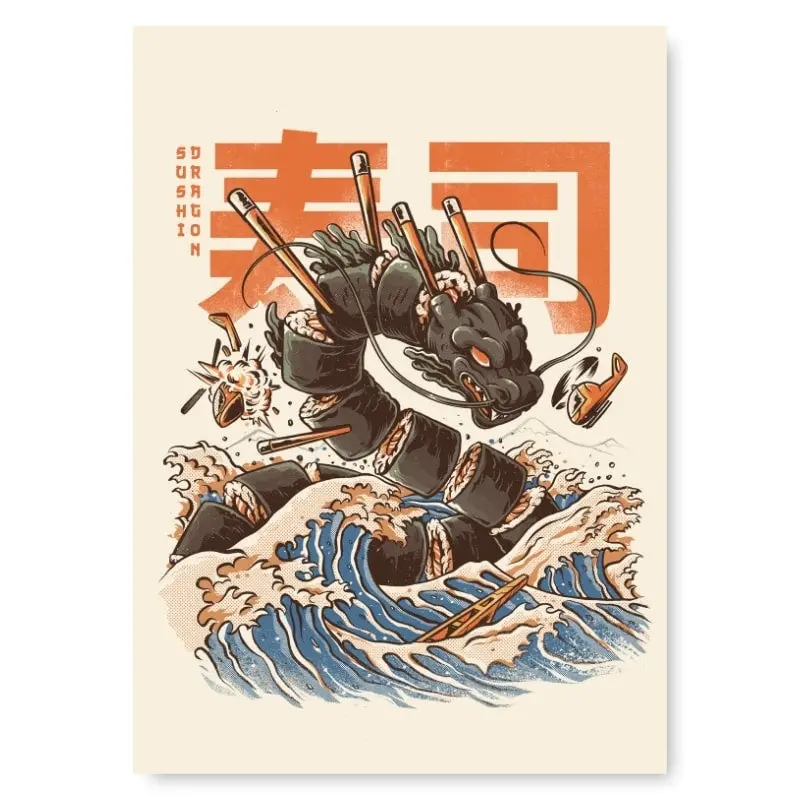 Sushi Dragon Japanilainen juliste