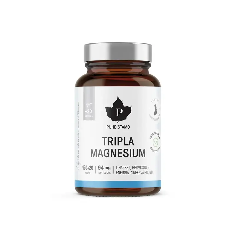 Tripla Magnesium 120 + 20 kaps, Kampanjapakkaus Puhdistamo