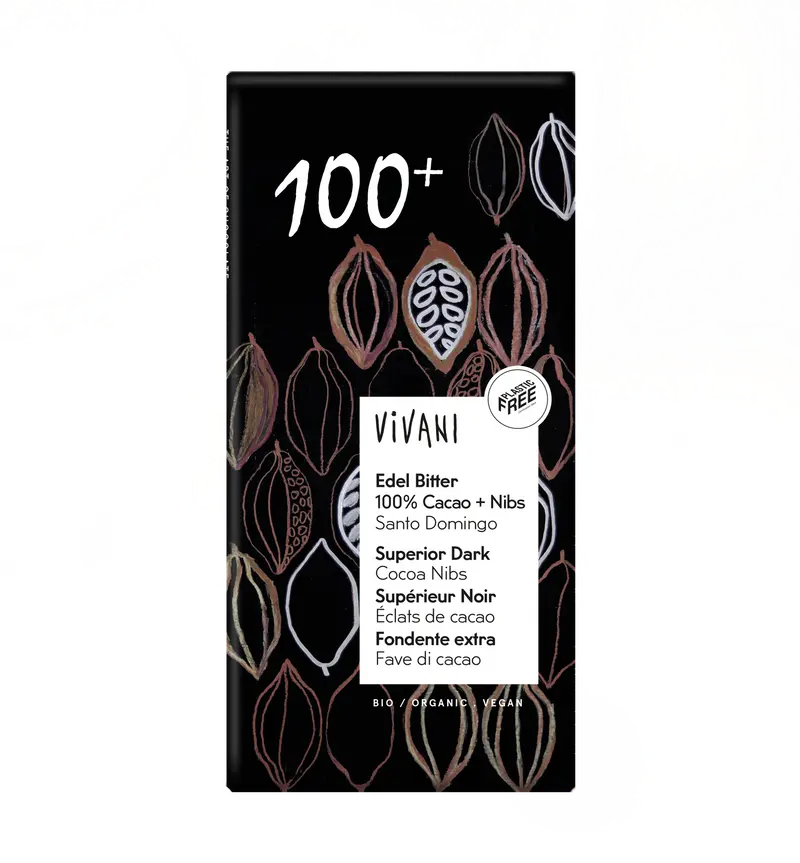 Tumma suklaa 100 %, cocoa nibs, 80 g