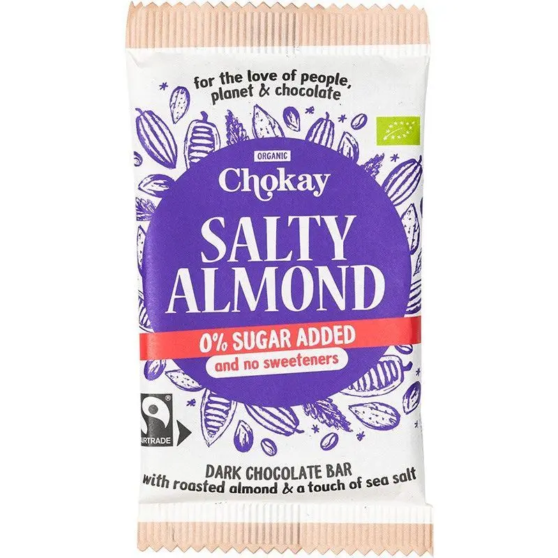 Tumma suklaa Luomu, suolainen manteli 70 g, Chokay
