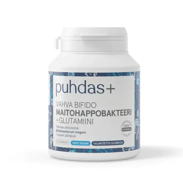 Vahva Bifido Maitohappobakteeri + Glutamiini 60 kaps, Puhdas+
