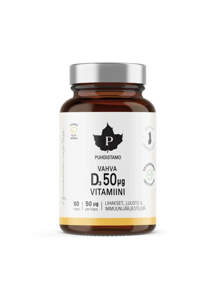 Vahva D-vitamiini 50 μg 60 kaps, Puhdistamo