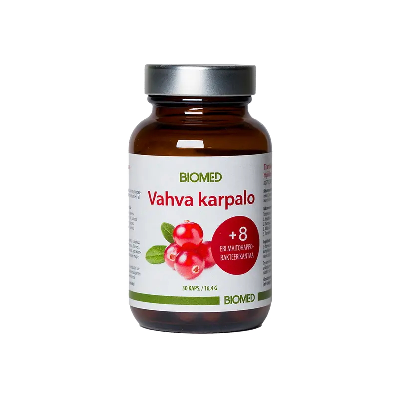 Vahva karpalo + maitohappobakteerit 30 kaps, Biomed- Päiväys 1/2027